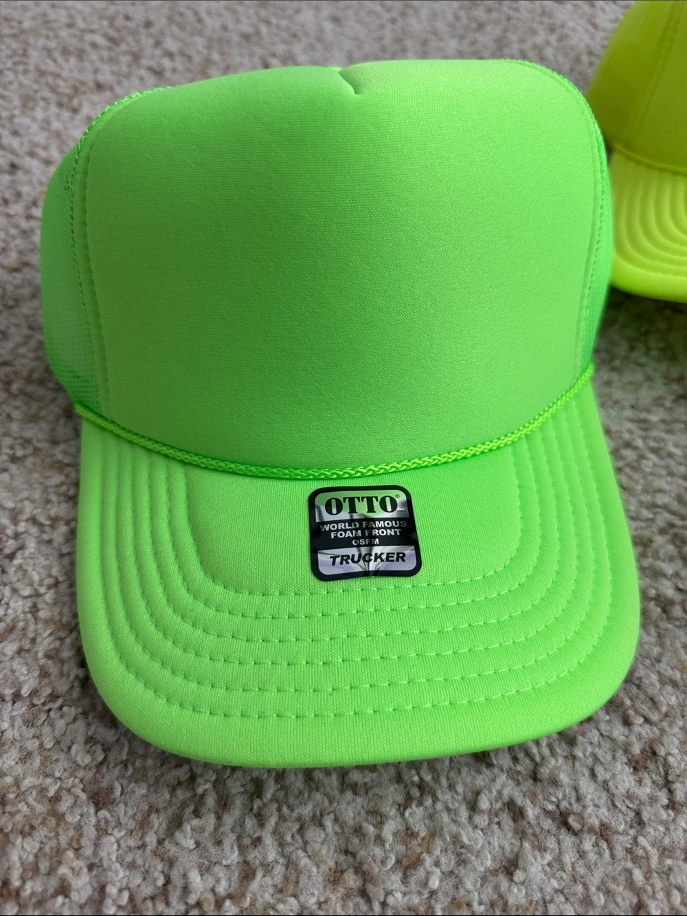 OTTO Trucker Hats in Neon Lime, Neon Yellow & Charcoal - Picture 2 of 3